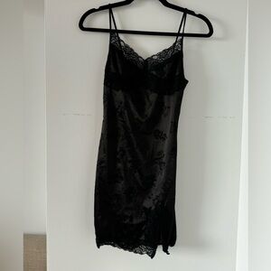 motel rocks, black lace satin, mini dress